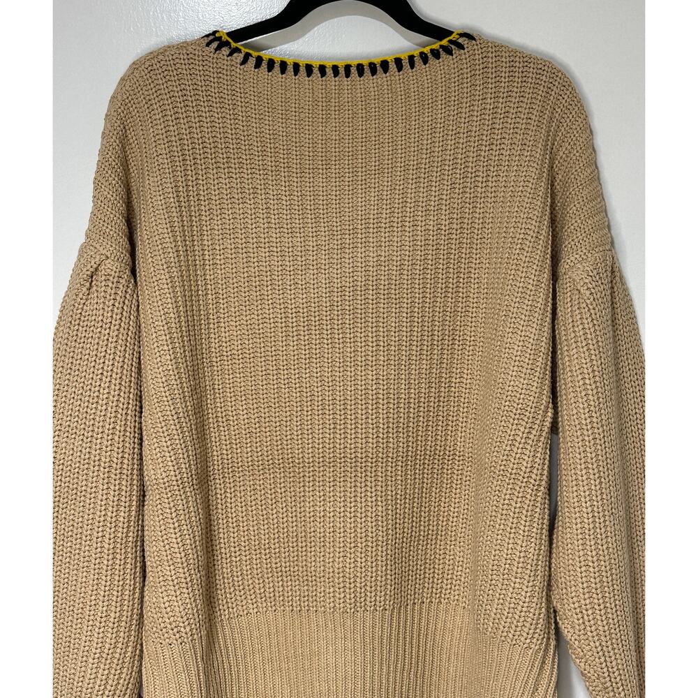 Blue Velvet Granny Square Knit Long Sleeve Sweater Mocha Multicolor Small NWT - Picture 10 of 15